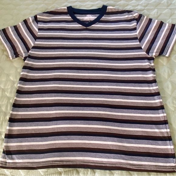 Brooklyn Express Men's Blue and Gray Short Sleeve Tee with Stripes, Size L - Picture 1 of 4